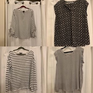 Bundle of 4 black and white blouses